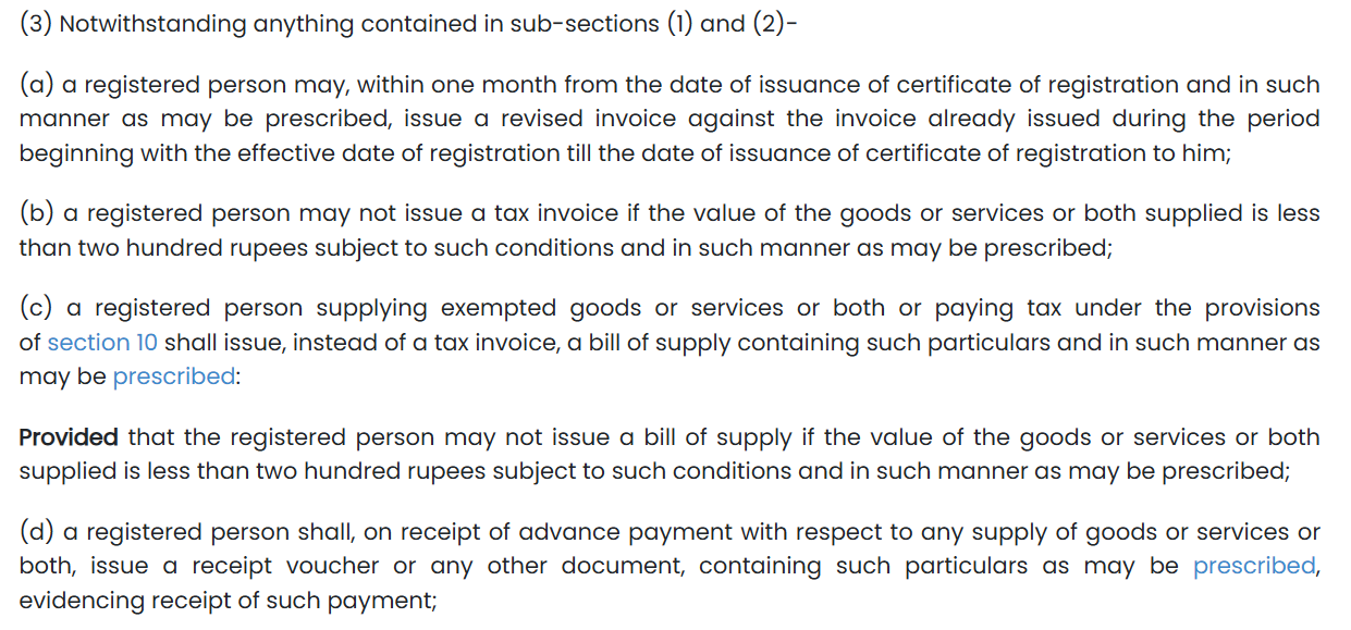 Tax invoice Section 31