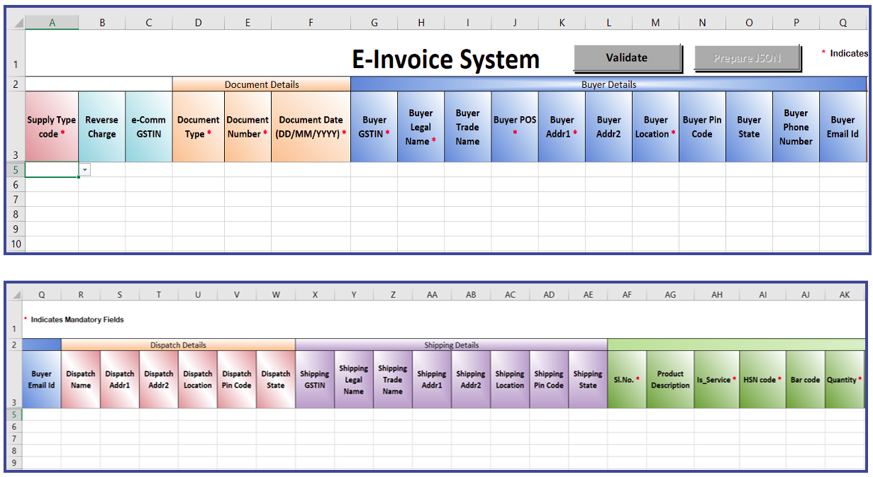 bulk e-invoice generation Format D 1