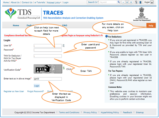 Traces login page