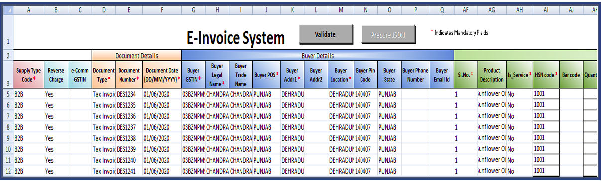 Format A e-invoice bulk generation