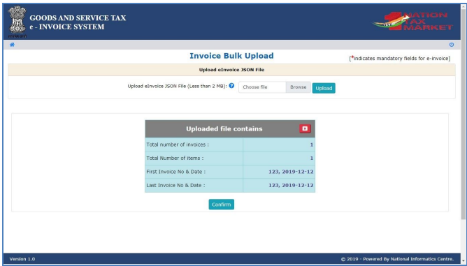 JSON upload e-invoice