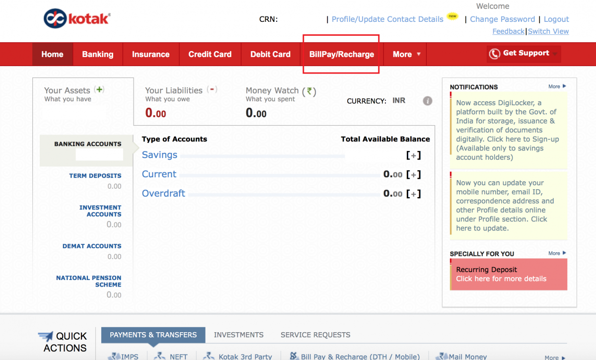 How to add iSIP URN number in Kotak Netbanking
