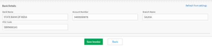 ClearTax GST Software- How to Add bank Details in a Sale Invoice