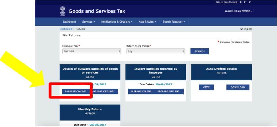 1 gstr 9 table of on Portal Filing GST 1 GSTR Return Nil