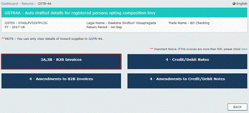 GSTR 4A - 3A,3B - B2b Invoices