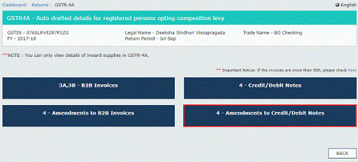 Amendment to credit/debit notes