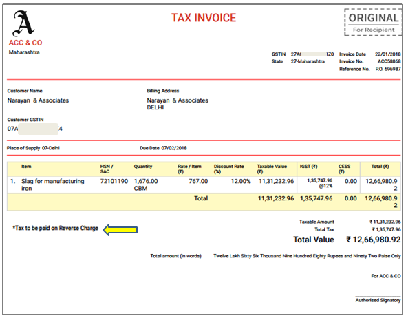 sample purchase invoice