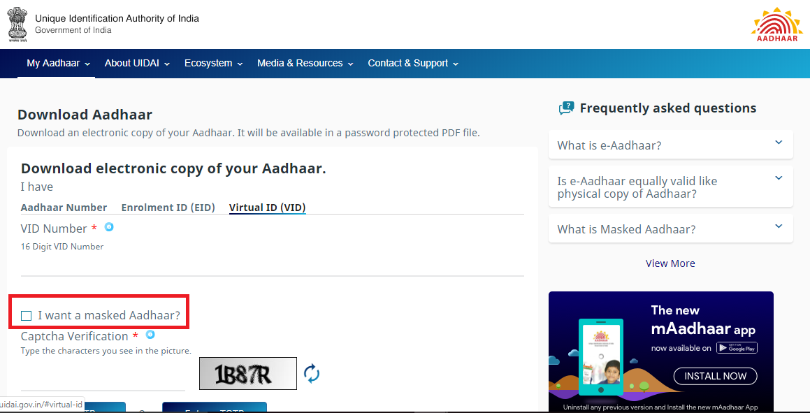 Masked Aadhaar