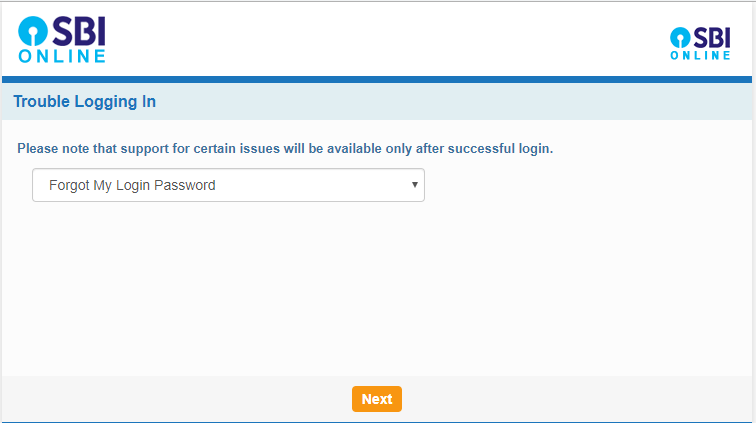 SBI Password Reset