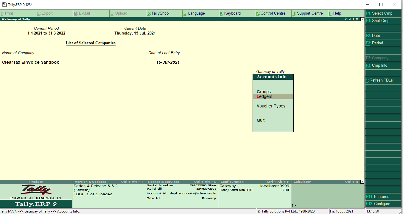How to enter HSN Code in Tally ERP 9 Release 6