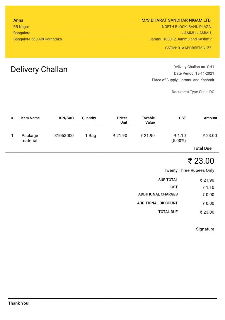 Delivery challan Formats and templates to use by businesses